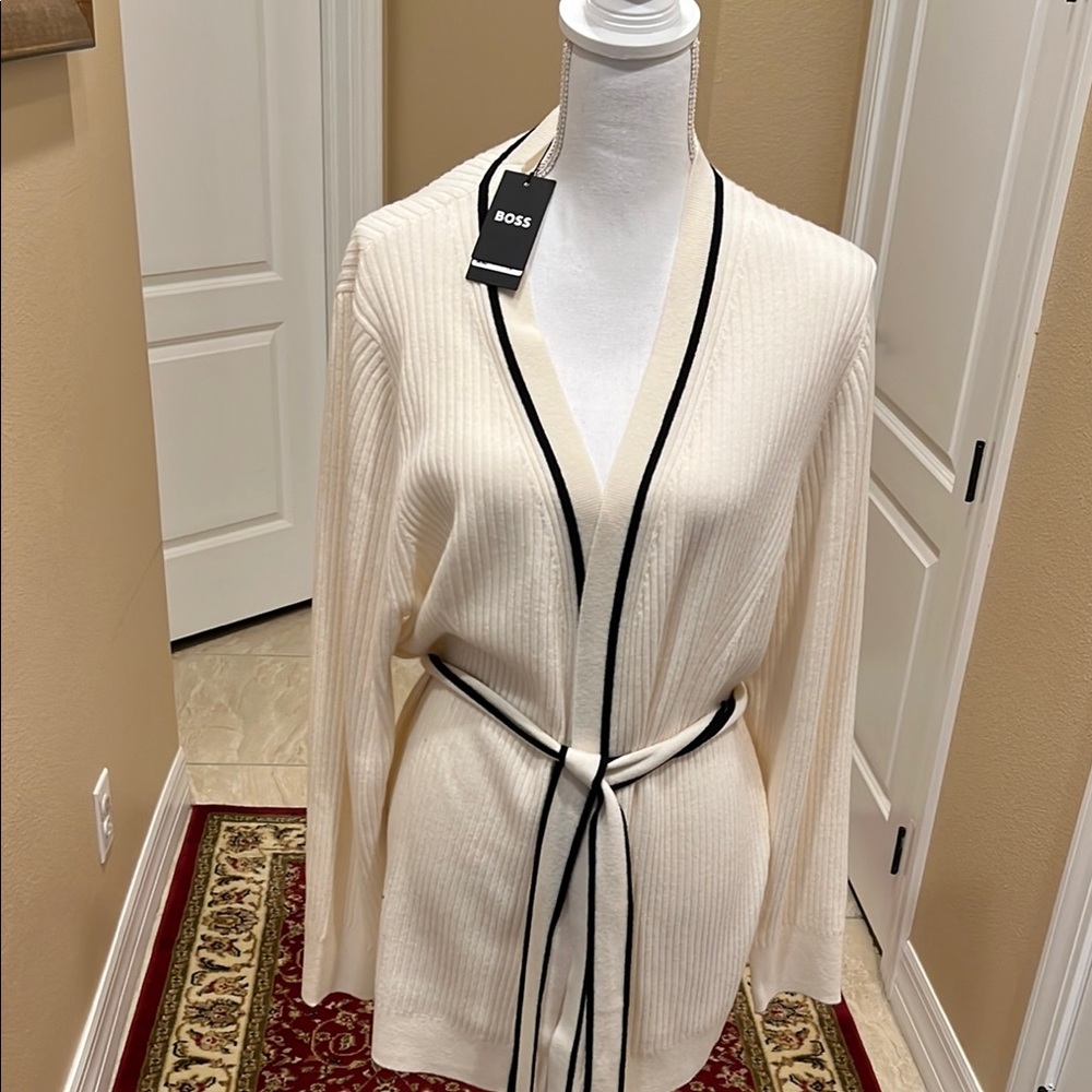 Boss Ivory Cardigan with Dark Edging